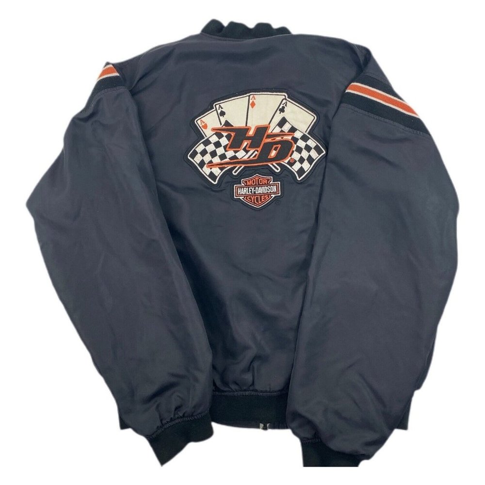 Vintage Harley Davidson Mens Motorcycle Racing Bomber Full Zip Jacket Size XL